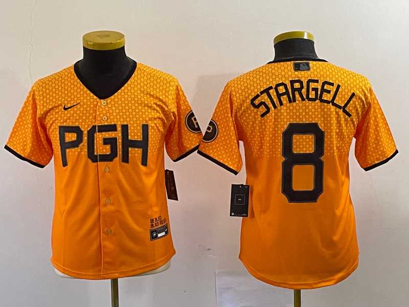 Youth Pittsburgh Pirates #8 Willie Stargell Number Yellow 2023 City Connect Stitched Jersey4,We sell and wholesale Youth Pittsburgh Pirates #8 Willie Stargell Number Yellow 2023 City Connect Stitched Jersey4 on line form chian!